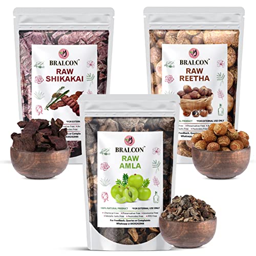 BRALCON Organic Raw Reetha, Amla, Shikakai Combo Pack- 300g(100g x 3 Pack)|100% Natural Whole Dried Soap pod, aritha nut, Sukha Awla for Hair &amp; Skin - View 5 of 5
