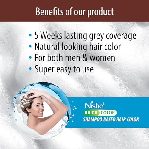 Nisha Quick Color Shampoo Based Hair Color For Men &amp; Women Natural Looking Hair 20ML Each Sachet (10 Sachet in 1 Box), Dark Brown - View 4 of 7