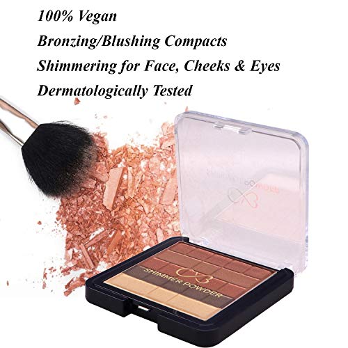 CVB BL102 Shimmer Powder for Skin Radiance, Instant Glow Highlighter for Face Makeup, Sunkissed Glow Multicolour ((FROM INDIA SAB)Shade-01, 10g) - View 2 of 3