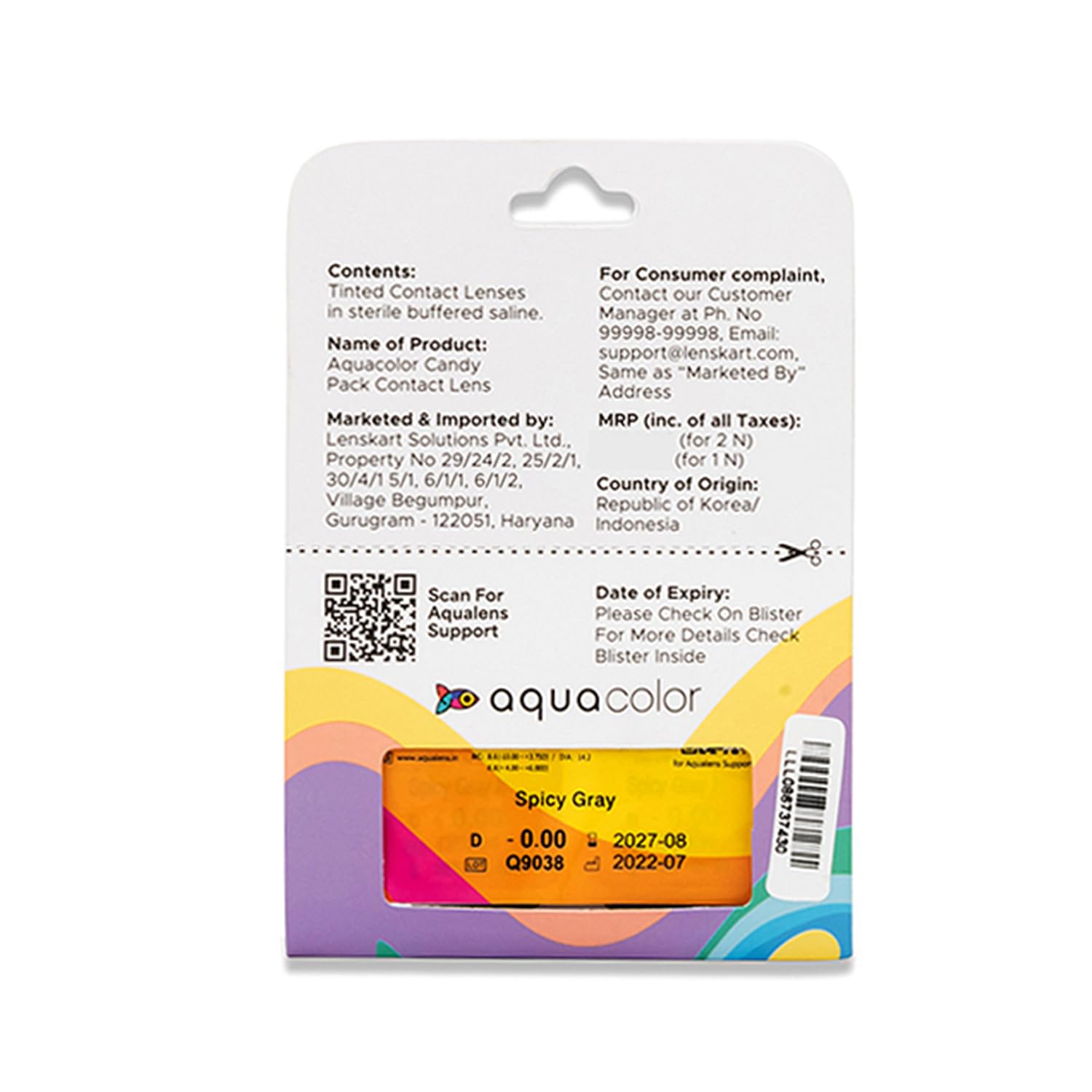 Aquacolor Spicy Grey Candy Pack Zero Power Colored Lenses (2 Lens/Box)(FROM INDIA)NUZ - View 5 of 7