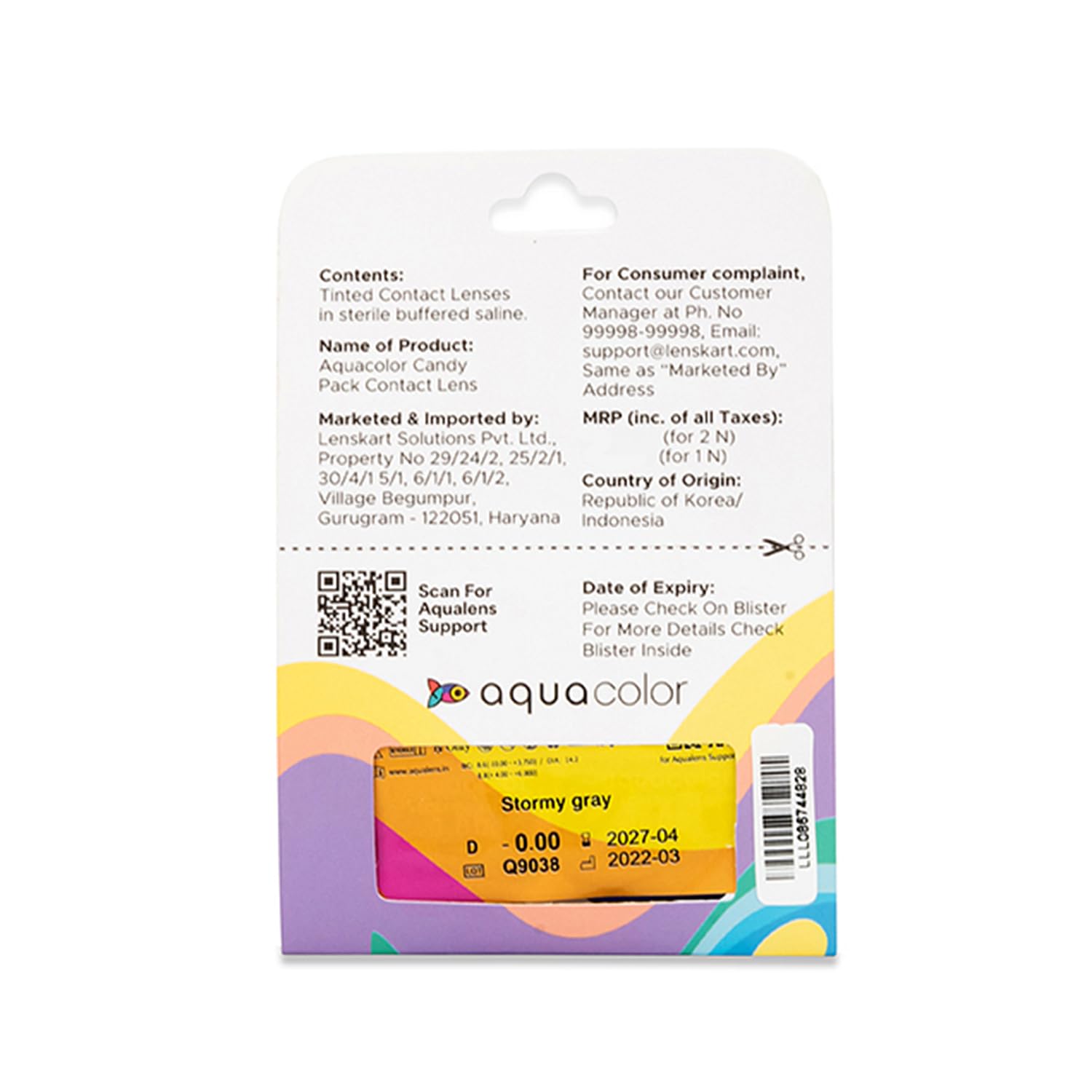 Aquacolor Stormy Gray Candy Pack Zero Power Colored Lenses (2 Lens/Box)(FROM INDIA)NUZ - View 4 of 7