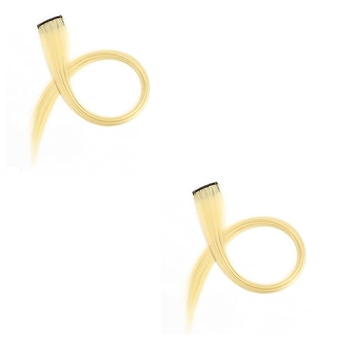 Secret Lives Silky Straight Party Highlights Clip on in Hair Extensions Colored Hair Streak Synthetic Hairpieces pack of 2 pieces(Cream)(FROM INDIA)NUZ - View 2 of 2