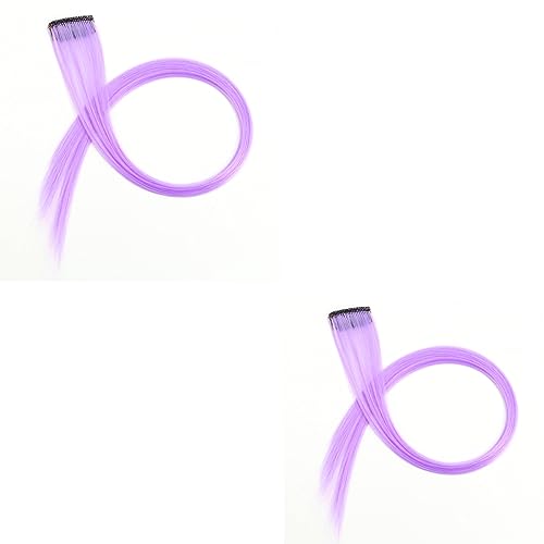Secret Lives Silky Straight Party Highlights Clip on in Hair Extensions Colored Hair Streak Synthetic Hairpieces pack of 2 pieces(Mauve)(FROM INDIA)NUZ - View 2 of 2