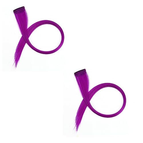 Secret Lives Silky Straight Party Highlights Clip on in Hair Extensions Colored Hair Streak Synthetic Hairpieces pack of 2 pieces(Lavendar)(FROM INDIA)NUZ - View 2 of 2