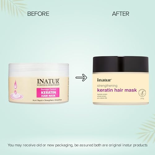 inatur Strengthening Keratin Hair Mask, Nutri-Repairs, Damage control, strengthen &amp; smoothen hair, Safe for colour Treated Hair, 200g (FROM INDIA)SAB - View 3 of 3