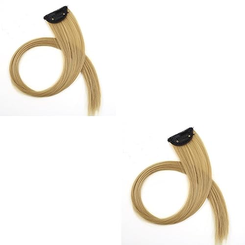 Secret Lives Straight Party Highlights Clip on in Hair Extensions Colored Hair Streak Synthetic Hairpieces pack of 2 pieces(Linen Gold)(FROM INDIA)NUZ - View 2 of 2