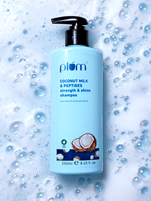 Plum Coconut Shampoo for Dull Hair with Coconut Milk and Peptides for Strong &amp; Shiny Hair I 22x shine I Soft, silky hair I Shampoo for Women and Men | 250ml - View 8 of 9