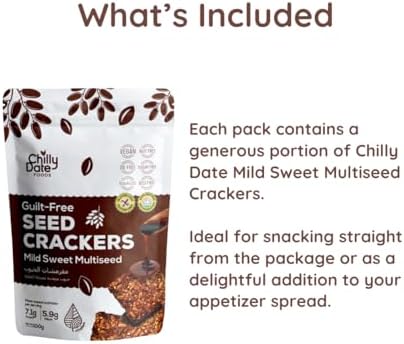 Chilly Date Mild Sweet Multiseed - Vegan Classic Crunch with Blend of Nutritious Sunflower seeds, Flaxseeds, Sesame Seeds - Perfect for Snacking and Pairing with Dips - Gluten-free Seed Cracker (100g)  FROM DUBAI (SAM) - View 3 of 3