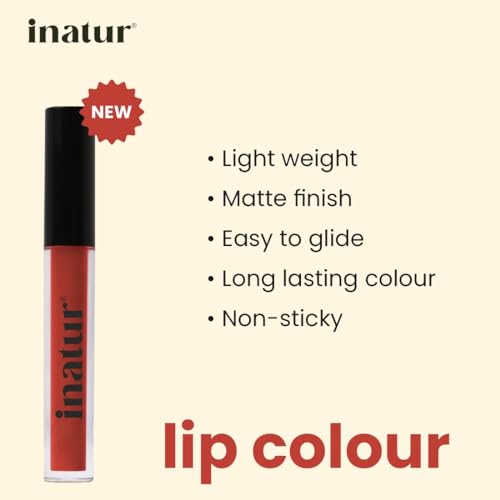 inatur Matte Liquid Lip Colour with Hyaluronic Acid &amp; Collagen, Hydrating and Long Lasting, Highly Pigmented 2ml (Sunset Kiss) (FROM INDIA)SAB - View 3 of 3