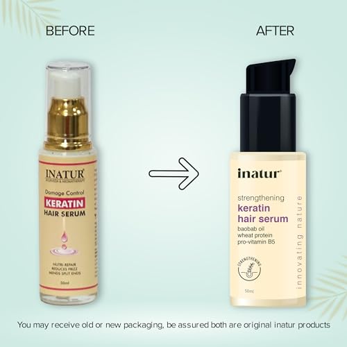 inatur Strengthening Keratin Hair Serum, Restores Shine, repairs Damaged Hair, Strengthens &amp; Protects, Safe for Colour Treated Hair,50ml (FROM INDIA)SAB - View 3 of 3