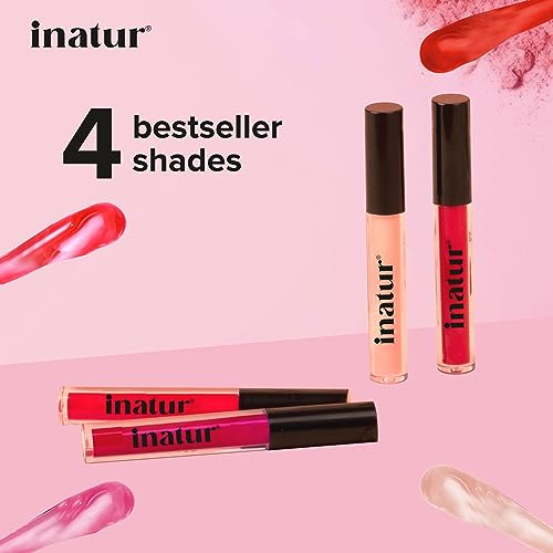 inatur Lip Gloss Gift Box - Set of 4, 2ml Each-Angelic, Cheeky Red, Glam Pink, Attitude- 100% Natural, Long lasting&amp; Hydrating (FROM INDIA)SAB - View 3 of 3