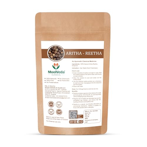 Moolveda Pure &amp; Natural Amla, Indigo, Bhringraj Powder &amp; Aritha Soapnuts Special Combo For hair Care, Silky and Shiny, hair pack, (Each 100gm) FROM INDIA)SAB - View 3 of 3