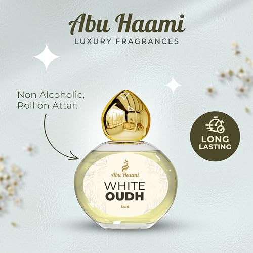 Abu Haami White Oudh Attar Luxury Fragrance | Arabian Unisex Scent | Non-Alcoholic Roll-On Perfume for Men &amp; Women | Long Lasting Attar - 12 ML (FROM INDIA)SAB - View 2 of 3