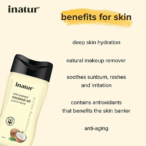 inatur Coconut Oil - 100% pure, Virgin, Cold Pressed, and Organic | For Face, Body &amp; Hair | Suitable for all skin, Hair, and All age groups| 100ml (FROM INDIA)SAB - View 3 of 3