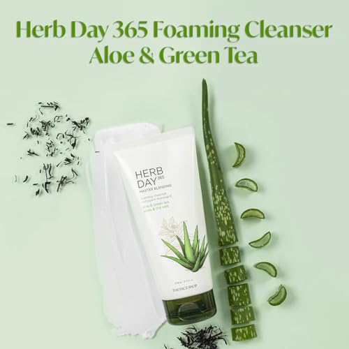 The Face Shop Herb day Cleansing Foam 170 ml | Face wash with aloe and green tea extracts | Face Wash for Dry Skin | Face wash that hydrates skin &amp; maintains PH Level | Korean Skin care Products (FROM INDIA)SAB - View 3 of 3