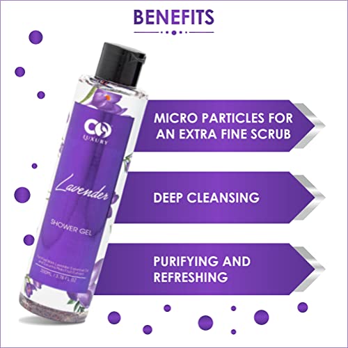 CO LUXURY Lavender Shower Gel with Exfoliating Vitamin E Beads | Skin-Rejuvenating pH-Balanced Body Wash Gel for Smooth &amp; Bright Skin | SLS &amp; Paraben Free Body Cleanser for All Skin Types - 200 ml (FROM INDIA)SAB - View 3 of 3