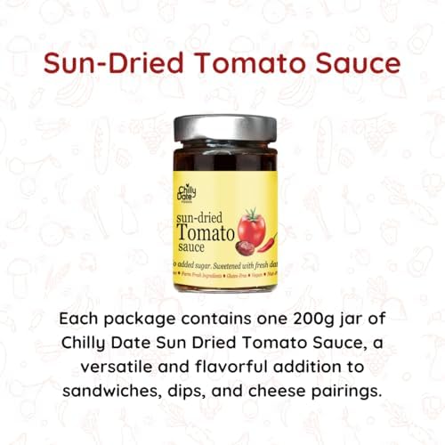 Chilly Date Sun Dried Tomato Sauce - Hot and Sweet Chutney, Vegan, Gluten Free, No Preservatives, No Sugar, Sweetened with Fresh Local Dates - (200g)  FROM DUBAI (SAM) - View 3 of 3