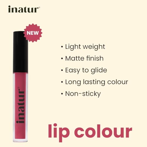 inatur Matte Liquid Lip Colour with Hyaluronic Acid &amp; Collagen, Hydrating and Long Lasting, Highly Pigmented 2ml (Coral Spring) (FROM INDIA)SAB - View 2 of 3