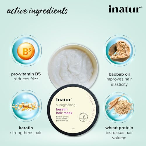 inatur Strengthening Keratin Hair Mask, Nutri-Repairs, Damage control, strengthen &amp; smoothen hair, Safe for colour Treated Hair, 200g (FROM INDIA)SAB - View 2 of 3