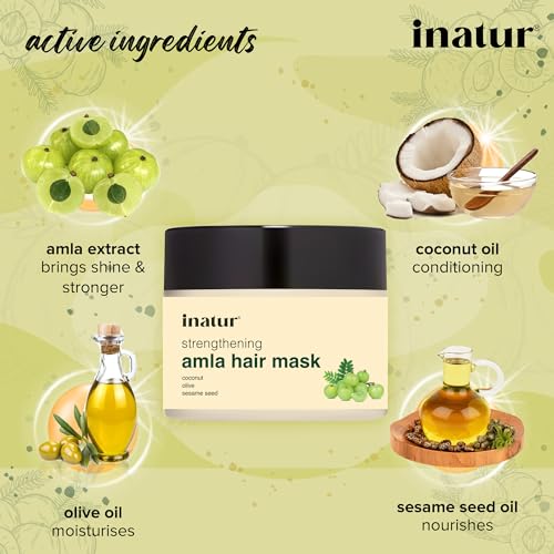 inatur Strengthening Amla Hair Mask with organic Coconut, Olive and Sesame seed, for Hair Strenthening&amp; Deep-Root Conditioning, Sulphate Free, Silicon Free, 100% Vegan 200g (FROM INDIA)SAB - View 3 of 3