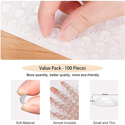 Fapiwen Cabinet Pads, 100Pcs Cabinet Bumpers Clear Cabinet Bumpers Soft Close Cabinet Clear Bumper Dots Rubber Cupboard Door Bumpers Used In Furniture Dampening Noise (8 * 3Mm)(FROM INDIA)NUZ - View 3 of 4