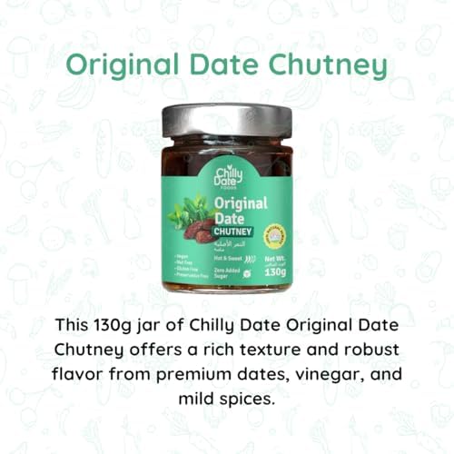 Chilly Date Original Date Chutney Sauce - Natural Sweetness, Sweet &amp; Fruity, Mildly Spiced,Vegan, Gluten-Free, No Preservatives - Hot and Sweet 130g FROM DUBAI (SAM) - View 3 of 3