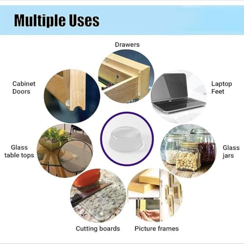 Fapiwen Cabinet Pads, 64Pcs Round Self Adhesive Silicone Bumper, Soft Close Cabinet Clear Bumper Dots Rubber Cupboard Door Bumpers Used In Furniture Dampening Noise (12 * 4Mm)(FROM INDIA)NUZ - View 4 of 4
