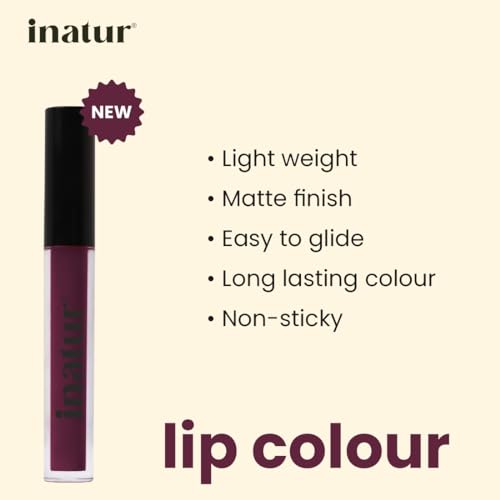 inatur Matte Liquid Lip Colour with Hyaluronic Acid &amp; Collagen, Hydrating and Long Lasting, Highly Pigmented, 2ml (Purple Haze) (FROM INDIA)SAB - View 3 of 3