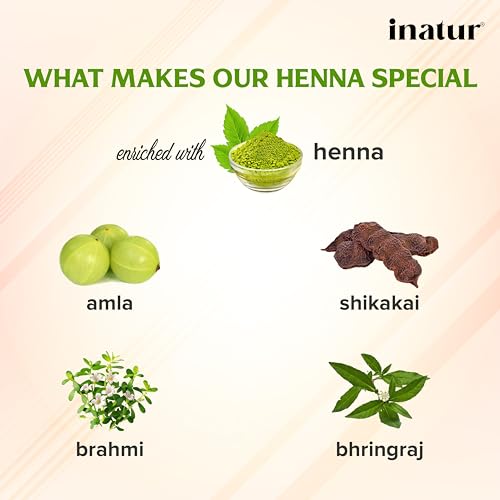Inatur Henna Powder - Organic Hair Dye, Ayurvedic Color, Hair Nourishment, with Amla, Shikakai, Brahmi, Bhringraj - For Men and Women, Chemical-Free - 100g (Pack of 1) (FROM INDIA)SAB - View 2 of 3
