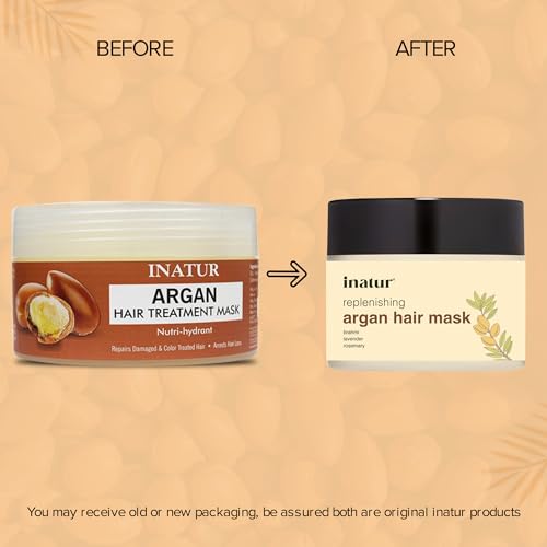 Inatur Argan Hair Mask | Hair Strengthening &amp; Reduces Hair Fall I Deep Conditioning For Brittle, Frizzy &amp; Dry Hair | Sulfate &amp; Silicone Free | Natural &amp; Vegan | 200g (FROM INDIA)SAB - View 3 of 3