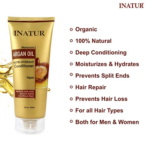 Inatur Argan Oil Hair Conditioner - Deep Conditioning, Nourishing, Repairing, Boost Shine, Controls Frizz, and Sulfate-Free - 200ml (FROM INDIA)SAB - View 2 of 3
