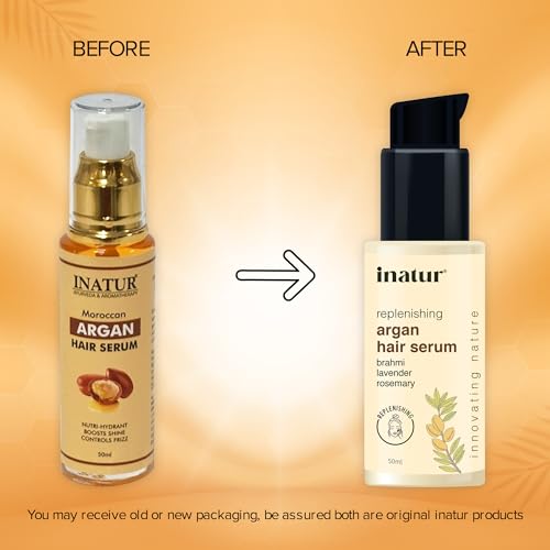 Inatur Argan Hair Serum - For Silky, Frizz-Free Hair| With Argan Oil, Brahmi, Lavender, and Rosemary| Sulfate-Free, Natural, Vegan, Cruelty-Free| Multi-Benefit Hair Care| 50ml (FROM INDIA)SAB - View 2 of 2