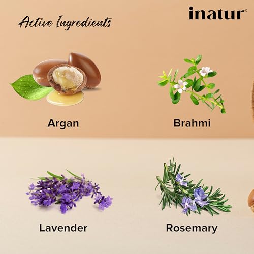 Inatur Argan Shampoo - For Hair Fall Control, Dry and Frizzy Hair | With Argan oil, Brahmi, Lavender, and Rosemary | Color-safe | Sulfate-Free| 350ml (FROM INDIA)SAB - View 3 of 3