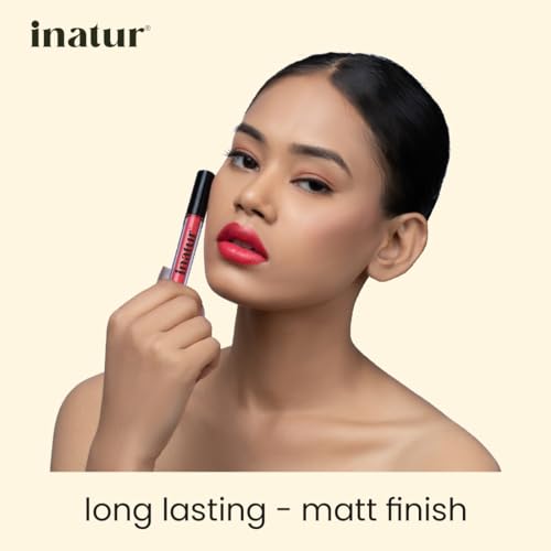 inatur Matte Liquid Lip Color |with Hyaluronic Acid &amp; Collagen| Highly Pigmented| 2ml |Cherry Rush (FROM INDIA)SAB - View 2 of 3