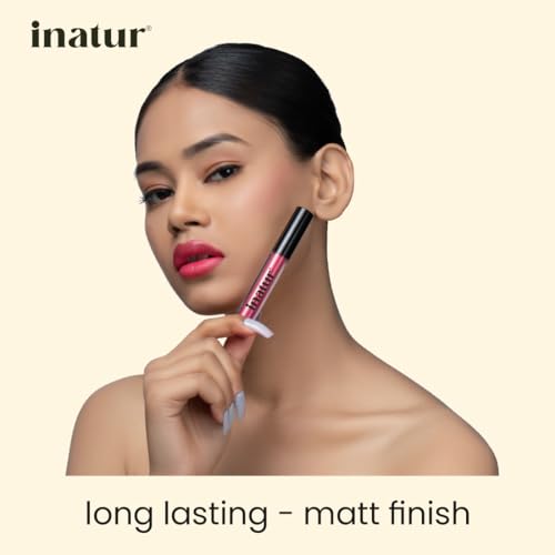 inatur Matte Liquid Lip Colour with Hyaluronic Acid &amp; Collagen, Hydrating and Long Lasting, Highly Pigmented 2ml (Coral Spring) (FROM INDIA)SAB - View 3 of 3