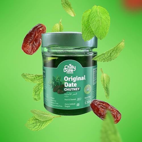 Chilly Date Original Date Chutney Sauce - Natural Sweetness, Sweet &amp; Fruity, Mildly Spiced,Vegan, Gluten-Free, No Preservatives - Hot and Sweet 130g FROM DUBAI (SAM) - View 2 of 3