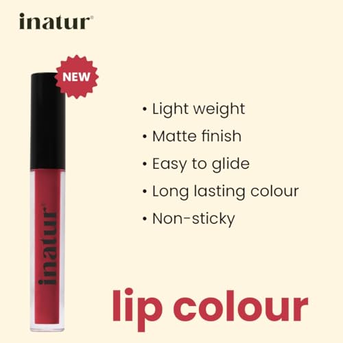 inatur Matte Liquid Lip Color |with Hyaluronic Acid &amp; Collagen| Highly Pigmented| 2ml |Cherry Rush (FROM INDIA)SAB - View 3 of 3