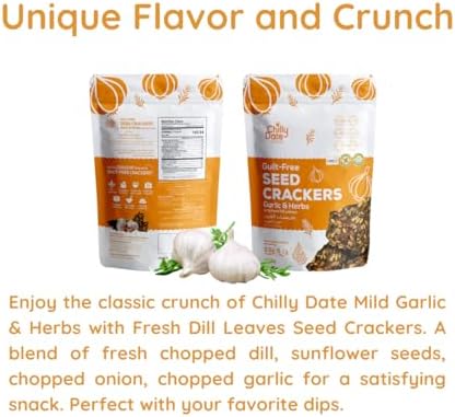 CHILLY DATE - Guilt free Seed Crackers Garlic &amp; Herbs with Fresh Dill Leaves - 75gms FROM DUBAI (SAM) - View 2 of 3