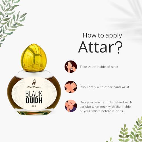 Abu Haami Black Oudh Attar Luxury Fragrance | Bold Masculine Scent | Non-Alcoholic Roll-On Perfume for Men | Long Lasting Attar - 12 ml (FROM INDIA)SAB - View 3 of 3