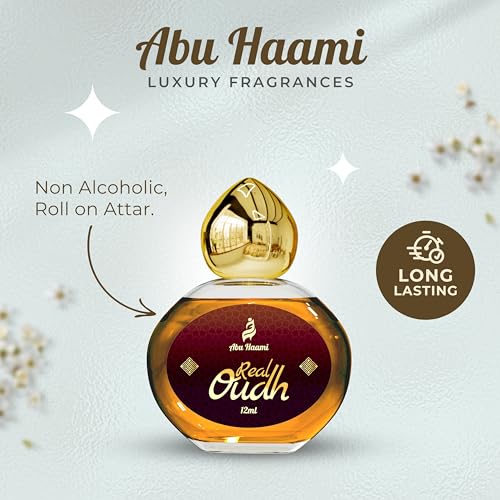 Abu Haami Real Oudh Arabian Luxury Attar | Arabian Unisex Scent | Non-Alcoholic Natural Roll-On Perfume for Men &amp; Women | 48 Hours Long Lasting Fragrance - 12 ML (FROM INDIA)SAB - View 3 of 3