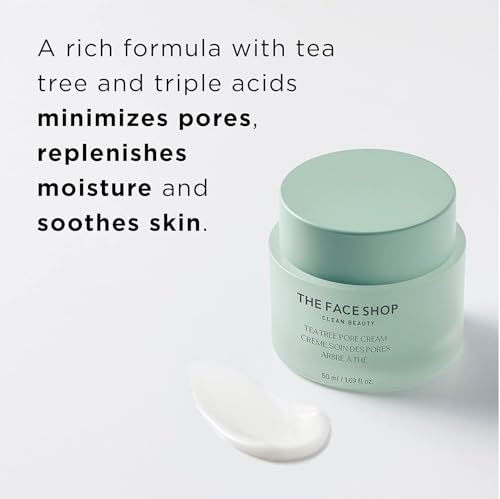 The Face Shop Tea Tree Pore Cream | Fresh Moisturizer Soothes Skin Irritation &amp; Reduce Heat Inside Skin | Gently Removes Dead Skin &amp; Impurities | Appropriate for Trouble Skin |50ml, K-Beauty (FROM INDIA)SAB - View 3 of 3