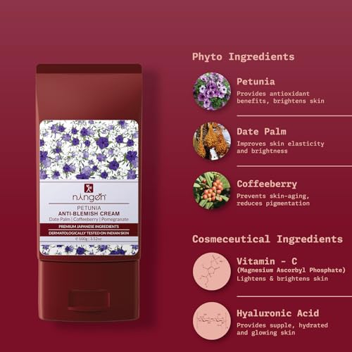 Ningen Petunia Anti-Blemish Radiance Cream for Blemishes, Pigmentation, Acne Scars, and Dark Spots, All Skin Type, Women and Men, Dermatologically Tested, Paraben-Free - 100g - View 4 of 5