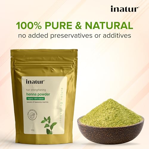 Inatur Henna Powder - Organic Hair Dye, Ayurvedic Color, Hair Nourishment, with Amla, Shikakai, Brahmi, Bhringraj - For Men and Women, Chemical-Free - 100g (Pack of 1) (FROM INDIA)SAB - View 3 of 3