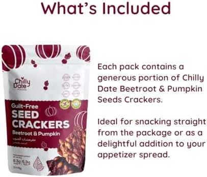 Chilly Date Beetroot &amp; Pumpkin - Vegan Classic Crunch with Blend of Nutritious Pumpkin Seeds, Fresh Beet Root Shredded - Perfect for Snacking and Pairing with Dips - Gluten-free Seed Cracker (75g) FROM DUBAI (SAM) - View 3 of 3