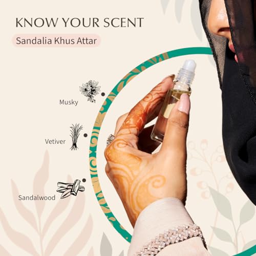 Sandalia Mukhamara Attar Oil by Dukhni | Arabic perfume oils for men and women | 100% pure ittar roll on perfume, chandan, sandal, sandalwood oil | Eid, Ramadan Gifts &amp; Vegan Islamic Fragrances - View 4 of 4