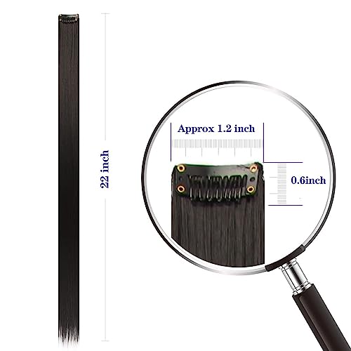 Fapiwen Straight One Color Hair Streak, 4pcs Hair Extensions, Hair Colour Strips, Artificial Hair For Women, Hair Wig For Women And Girls (Black)(FROM INDIA)NUZ - View 2 of 4