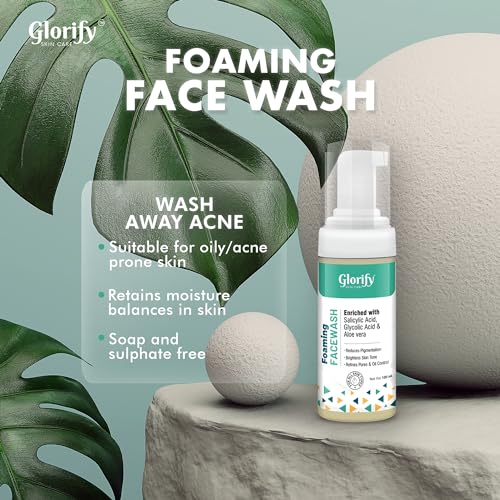 Glorify Foaming Face Wash for Brighten Skin, Reduce Pigmentation, Refine Pores &amp; Control Oil-100 ml (FROM INDIA)SAB - View 2 of 3