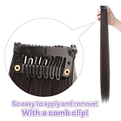 Fapiwen Straight One Color Hair Streak, 4pcs Hair Extensions, Hair Colour Strips, Artificial Hair For Women, Hair Wig For Women And Girls (Black)(FROM INDIA)NUZ - View 3 of 4
