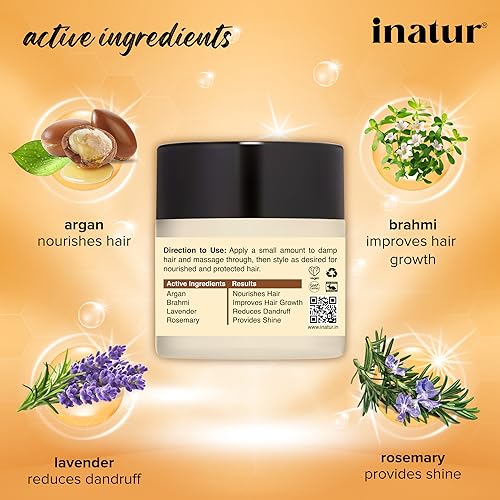 inatur Argan Oil Hair Cream - Daily Styling, Frizz Control, Natural &amp; Vegan (100 grams) (FROM INDIA)SAB - View 3 of 3