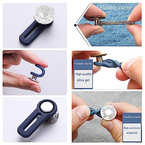 6 Pcs Extender Button Set, Adjustable Elastic Waist Extender Buttons, Invisible Collar Neck Extenders, No Sew Metal Collar Button Pregnancy Pant Extenders Elastic Spring Buttons for Jeans(FROM INDIA)NUZ - View 4 of 4